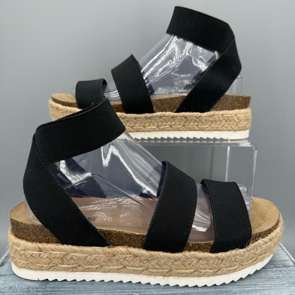 NEW Cushionaire Women’s Mandy Stretch Platform Sandals Black Size 7.5M